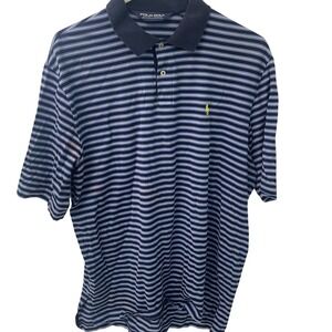Polo Golf Ralph Lauren Blue and Yellow Striped Polo Shirt Short Sleeve ‎ Medium